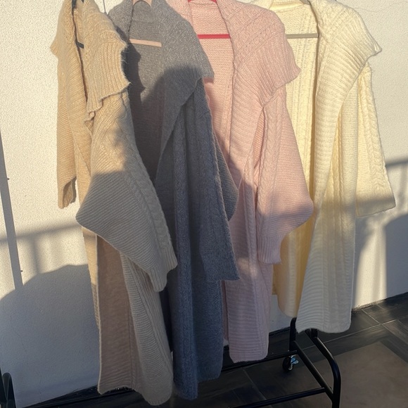 #34 MAXI OVERSIZED Grey Gray Cardigan Sweater Long Fuzzy Slouchy Lapel duster - Picture 12 of 13